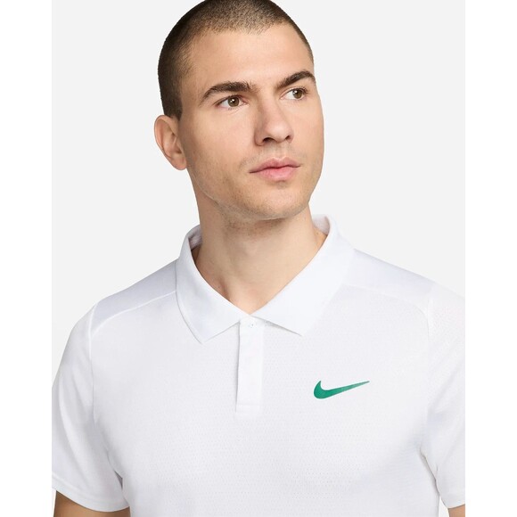 Nike Court Polo Tennis Shirt Top White Green Logo FD5317-102 Men's Large NEW - Picture 11 of 12